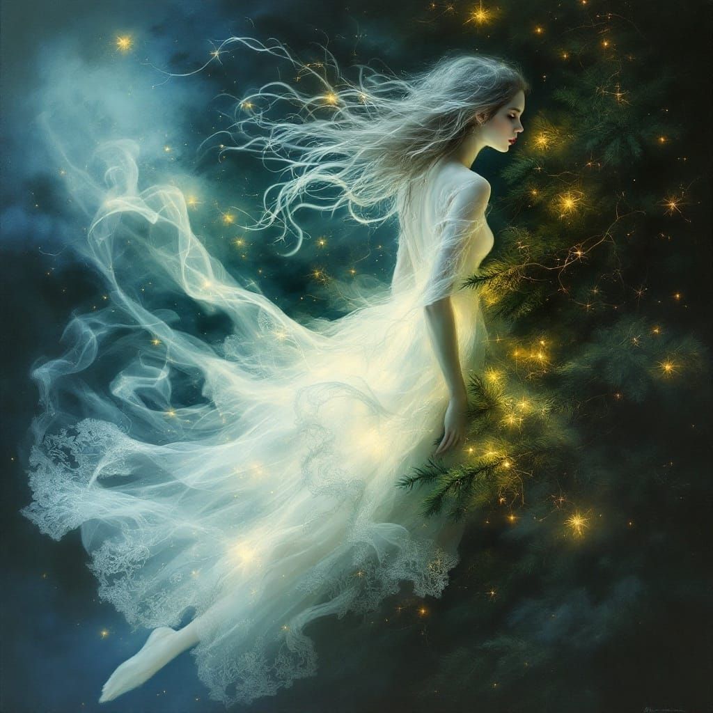 Ethereal Christmas Spirit in Vibrant Oil Painting