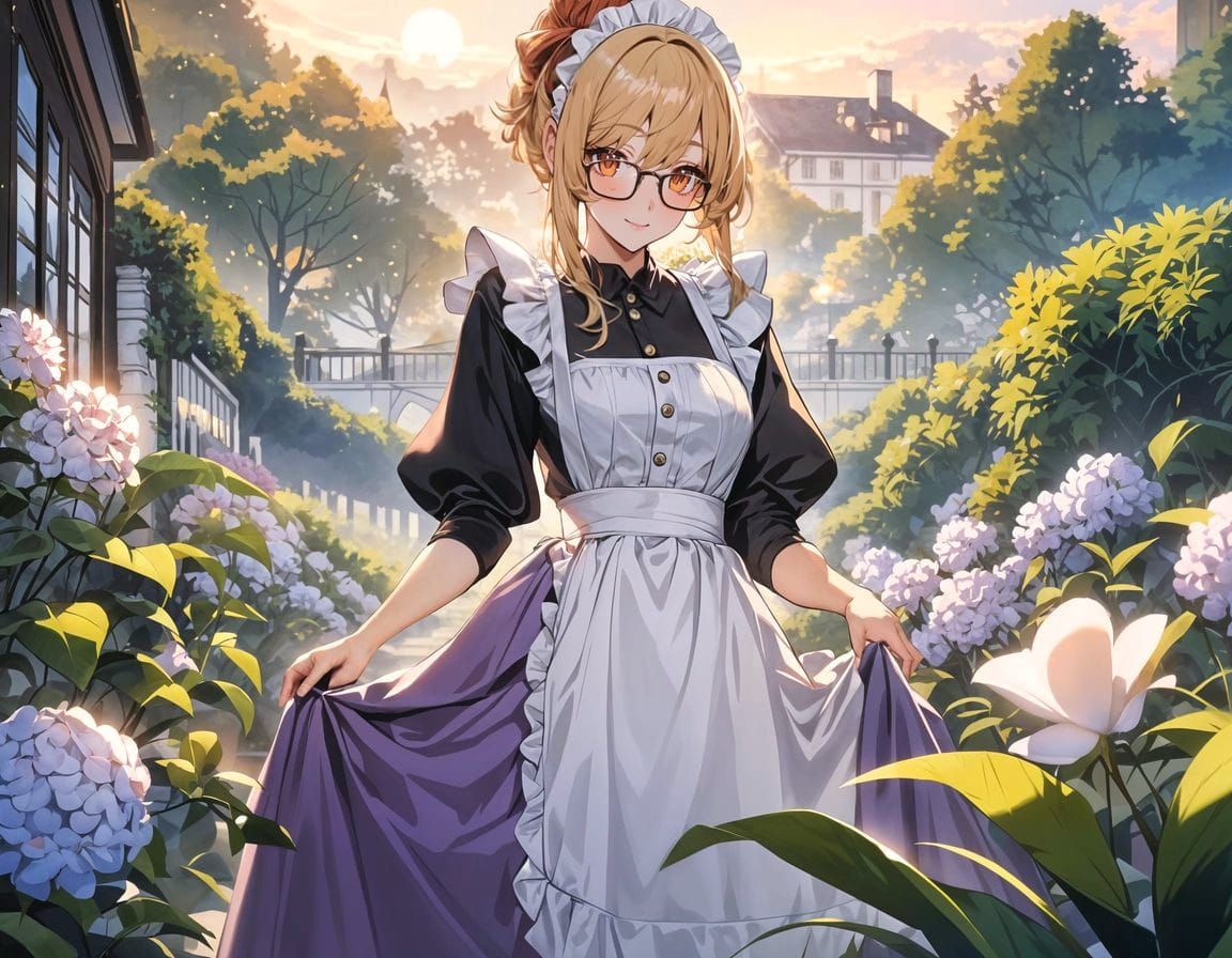 Garden Maid in Elegant, Whimsical Cowboy Attire
