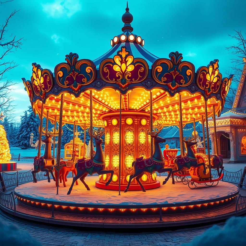 Whimsical Winter Wonderland Merry-Go-Round