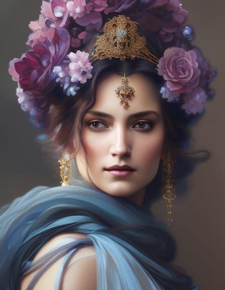 Woman in Silk Gown: A Hyperdetailed Fantasy Portrait