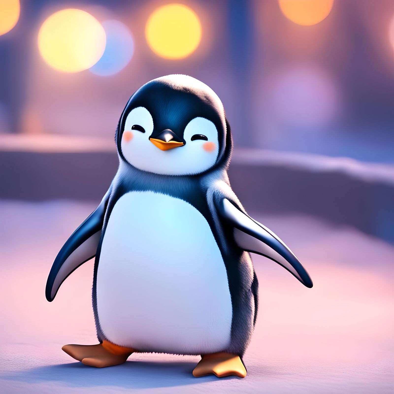Whimsical Penguin Character in Cartoon Style