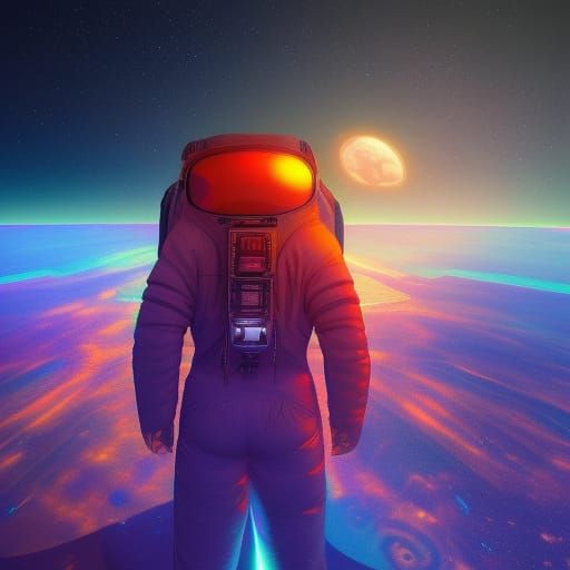 astronaut in fantasy landscape