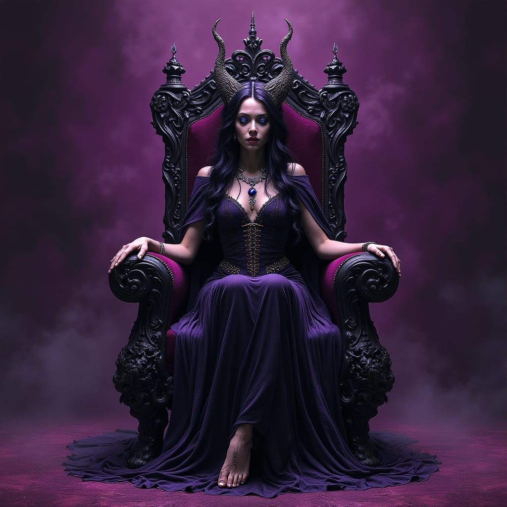 Gothic Norse Goddess on Majestic Throne