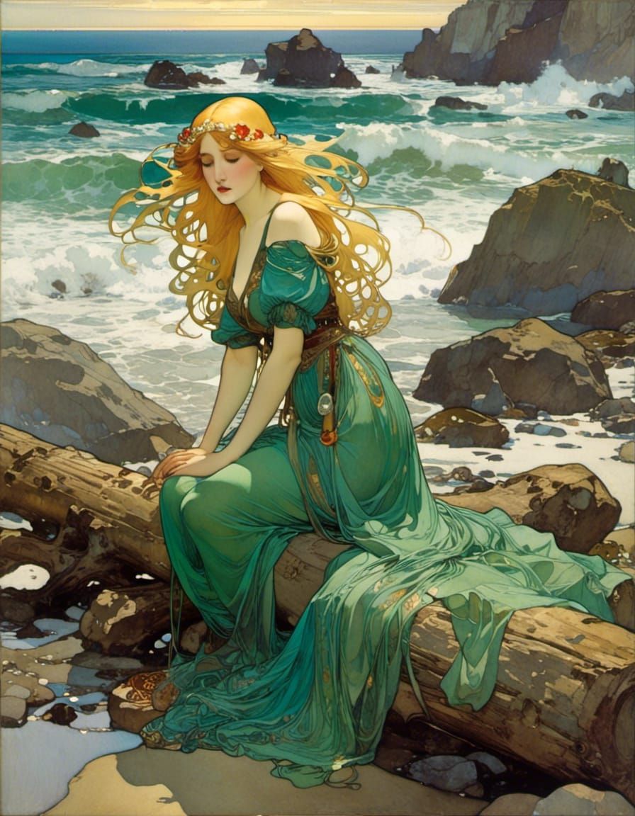 Calypso at Ocean Beach in Art Nouveau Style