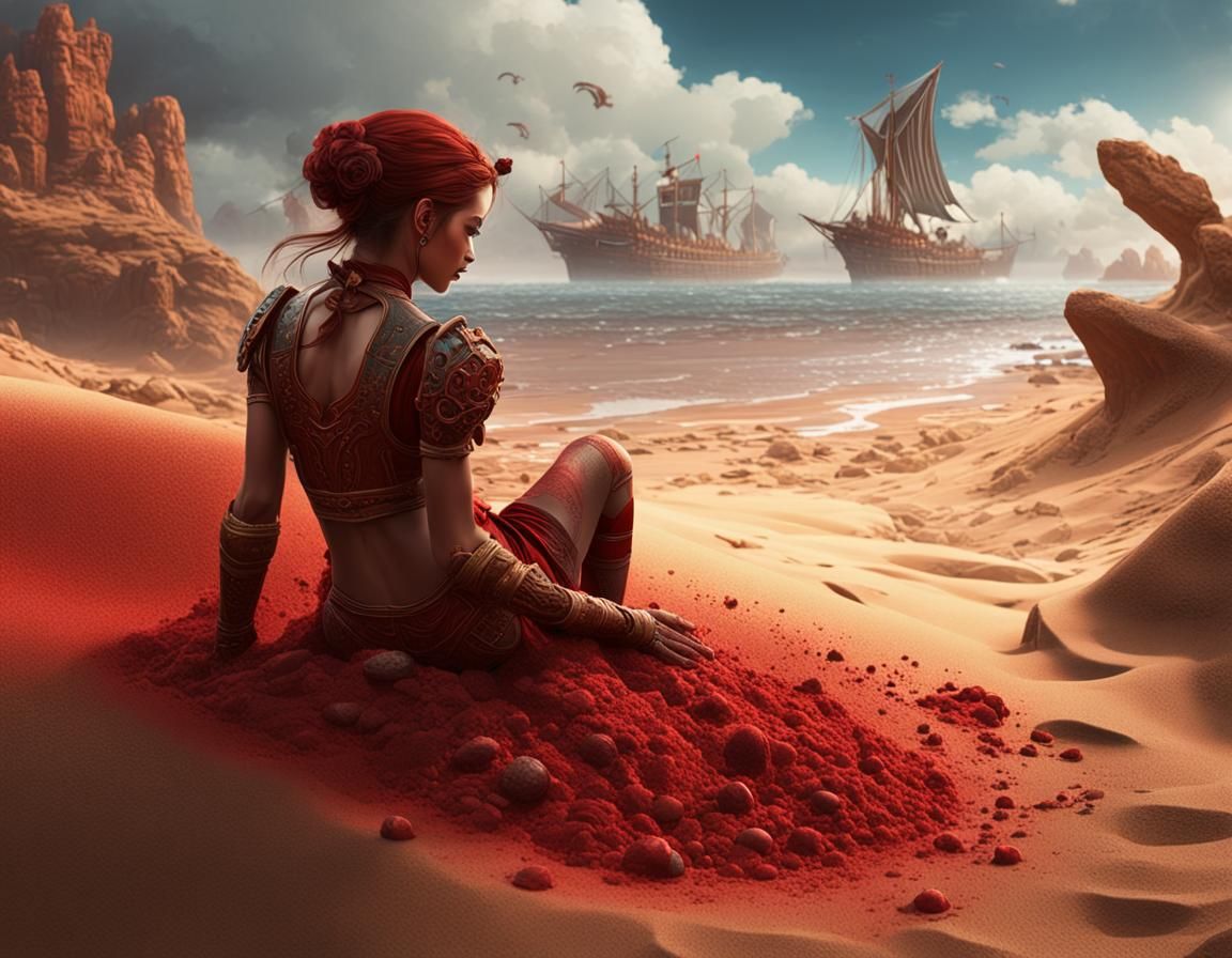 Girl in Red Tanga: Fantasy Matte Painting