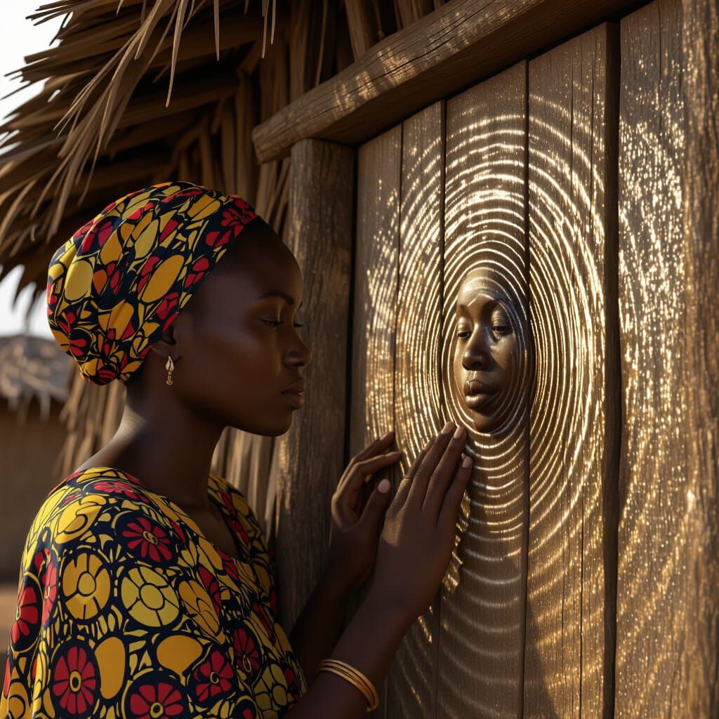 Knock on Hut Door: Woman Silhouetted in Moonlight