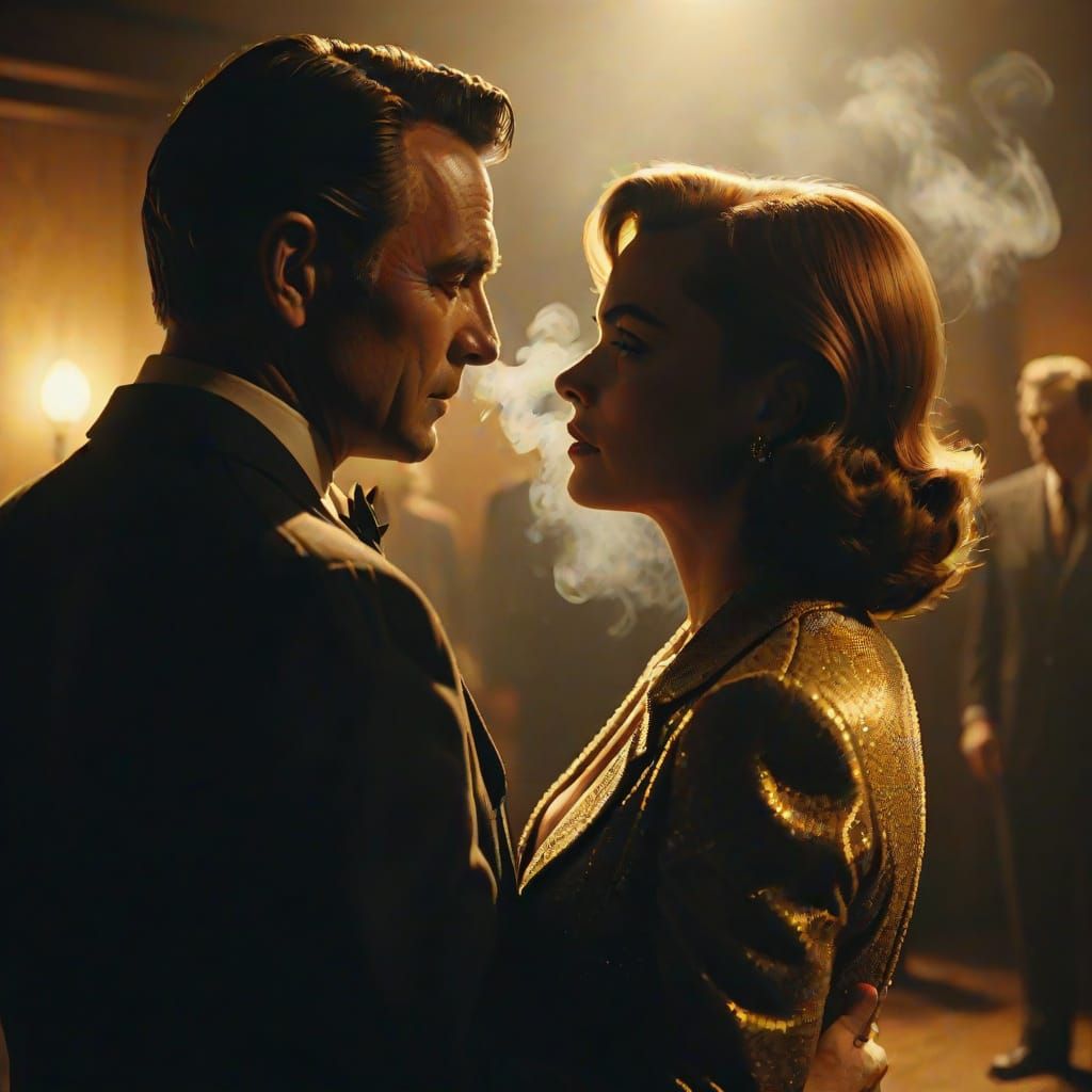 Iconic Goodbye Scene in Moody Film Noir Style