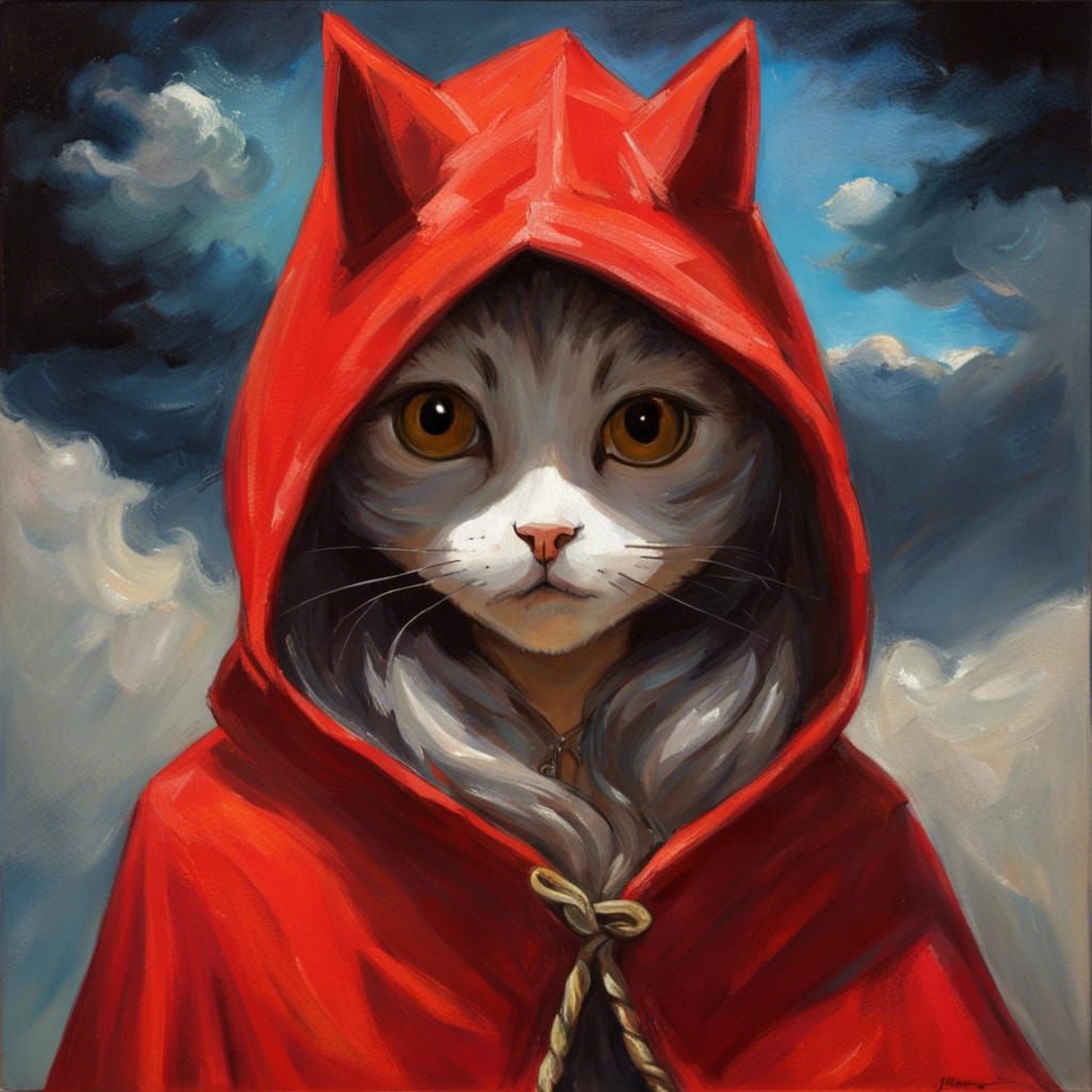 Anime Cat Girl in Van Gogh Oil Painting