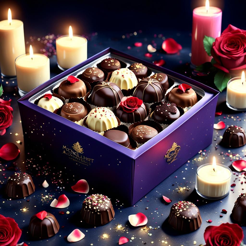 Elegant Belgian Chocolate Truffles in Romantic Setting