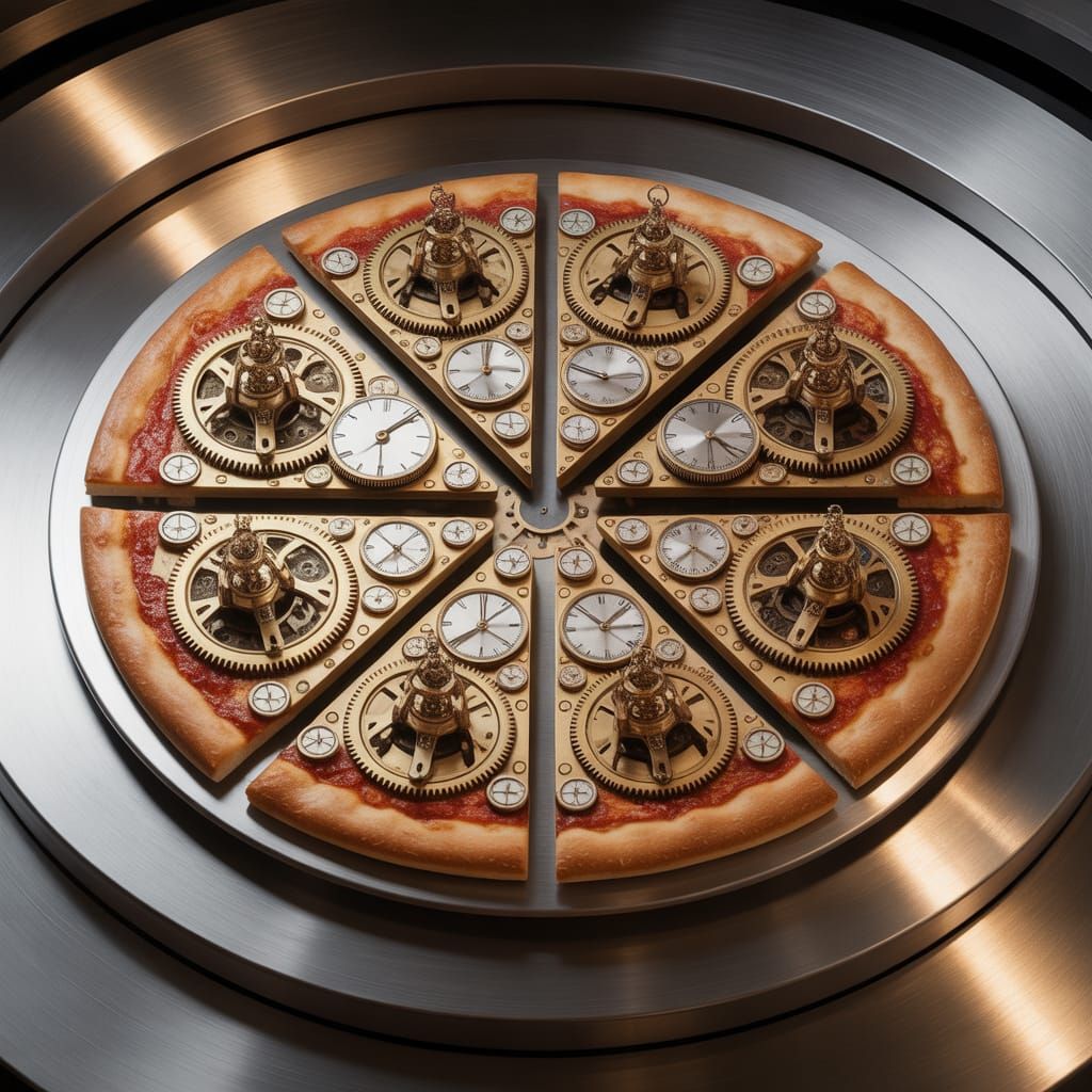 Steampunk Pizza: Clockwork Gears and Steel Components