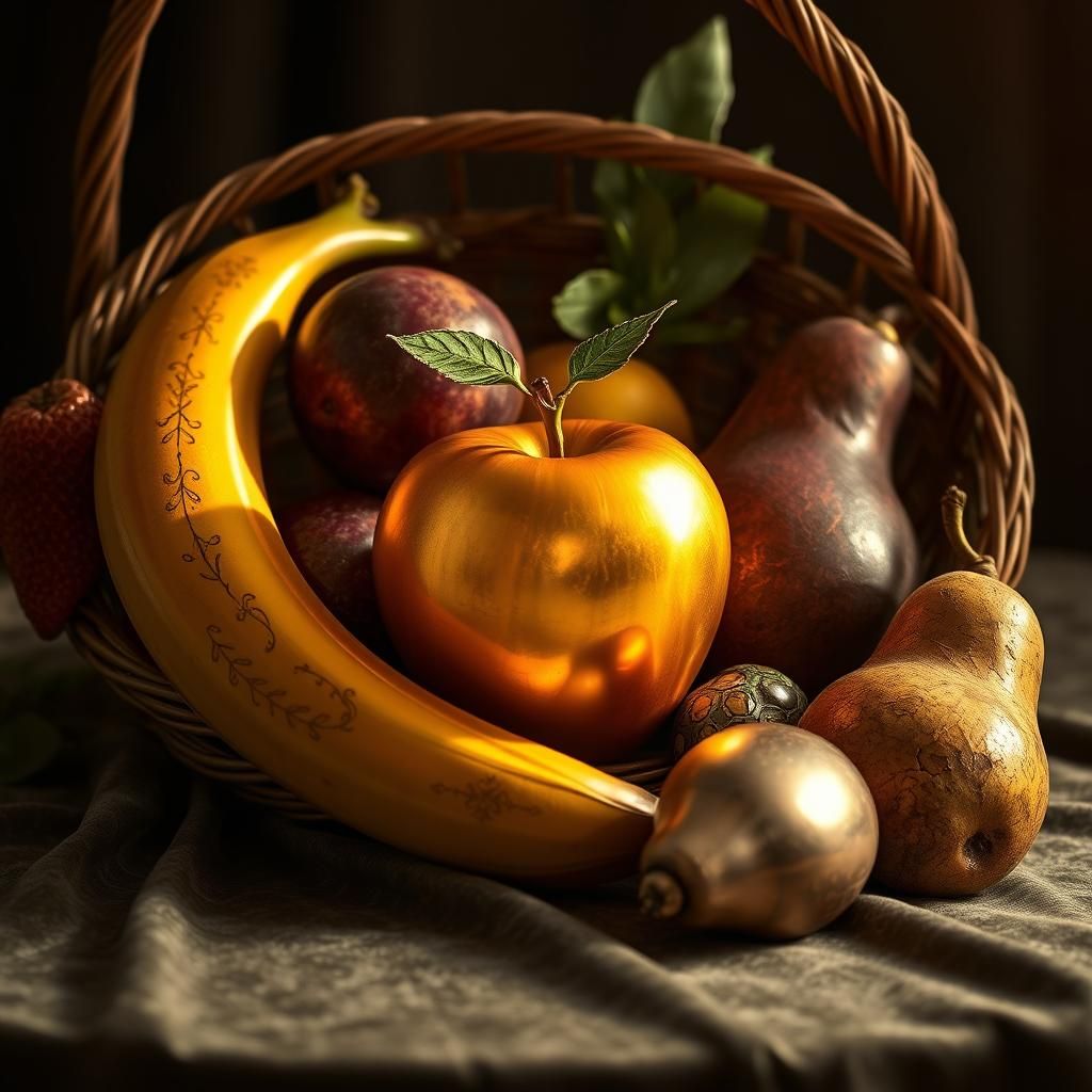 Luxurious Fruit Basket Still Life as Digital Painting