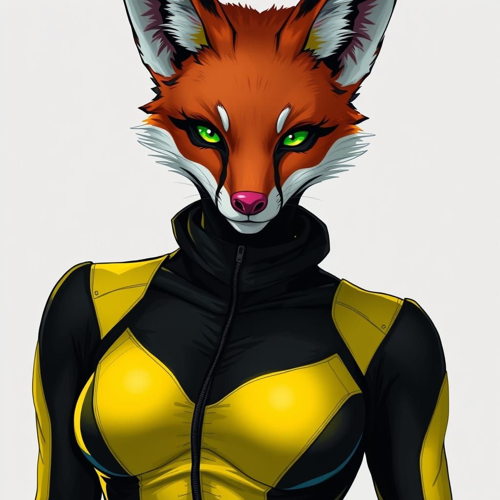 Fox Woman in Noir-Inspired Digital Art