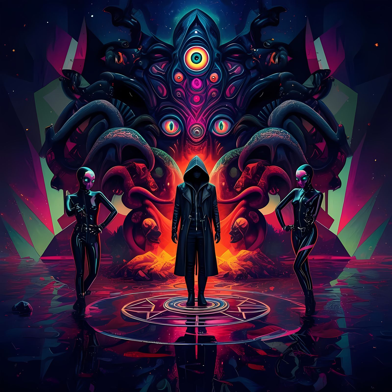 Surreal Black Magick Invocation in Pop Art Style