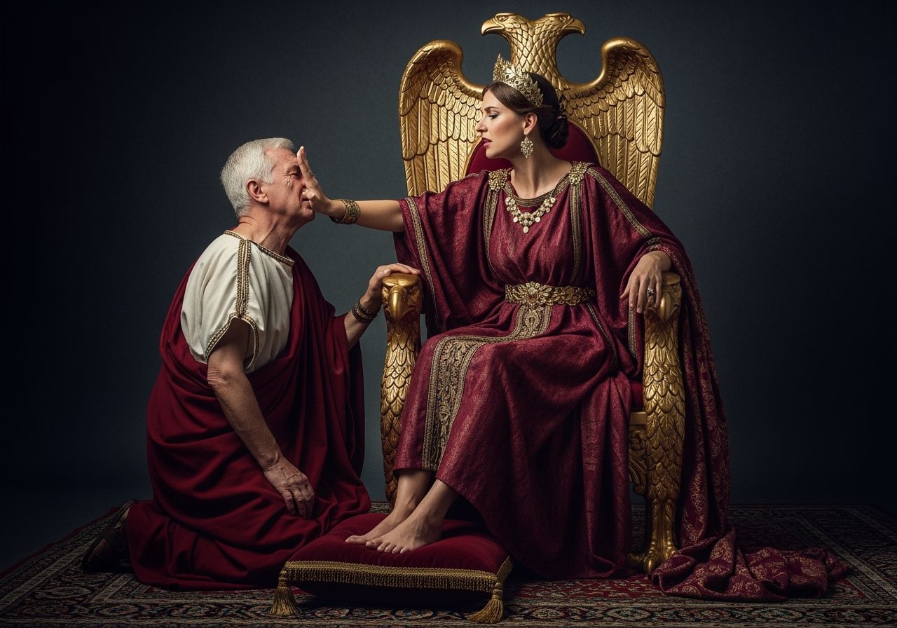 Fierce Roman Empress Strikes Senator: Dramatic Portrait