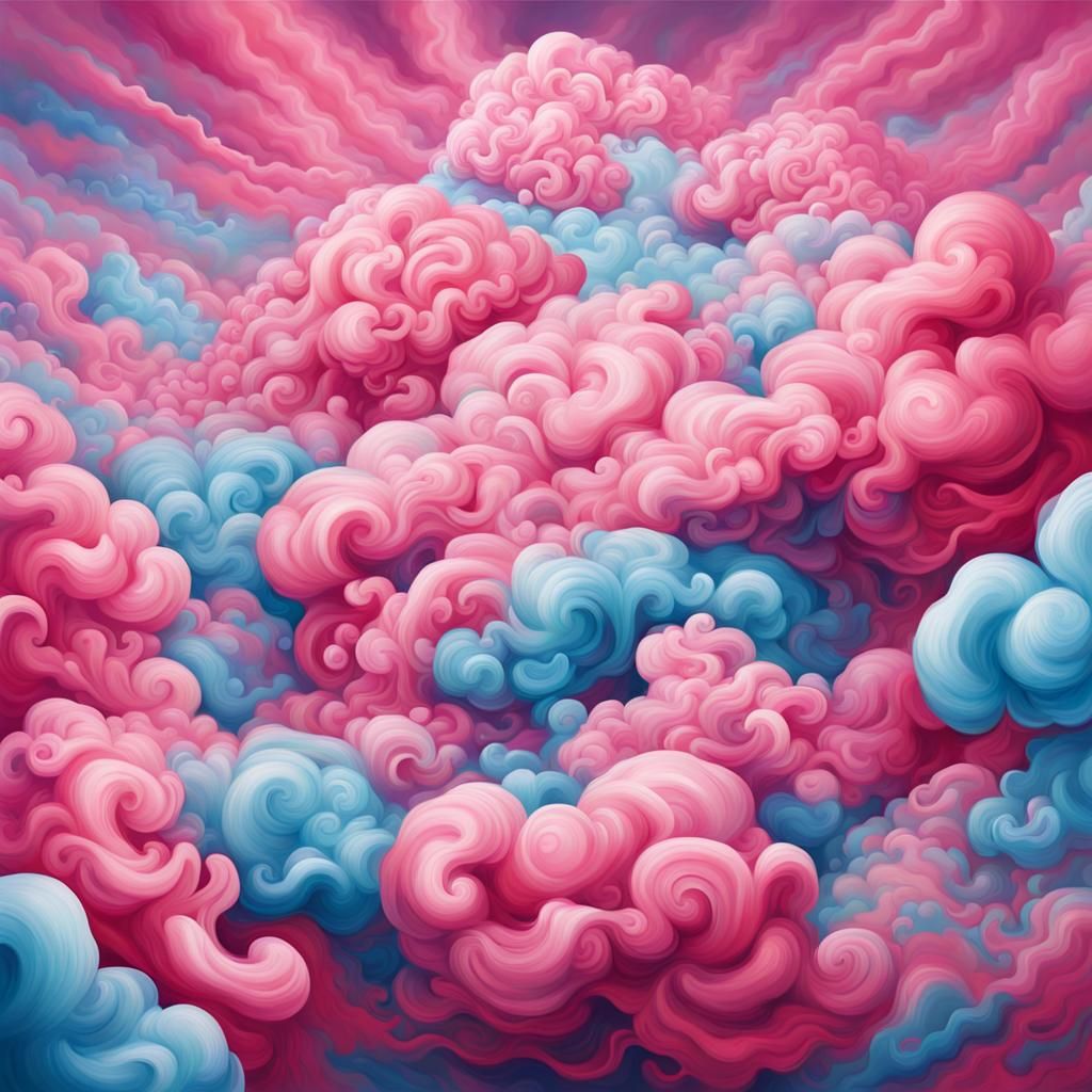 Colorful Cotton Candy Clouds in Graffiti Style