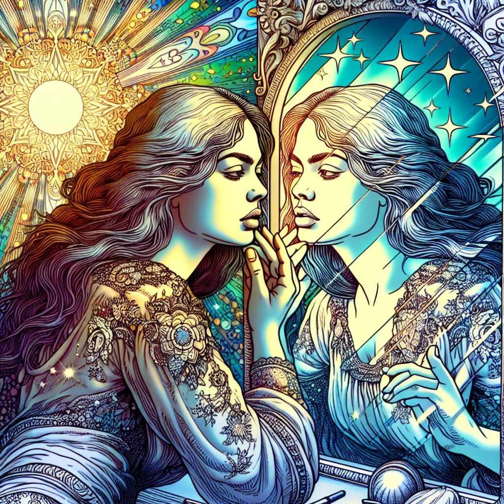 Hispanic Woman's Enchanted Self-Discovery in Whimsical Reali...