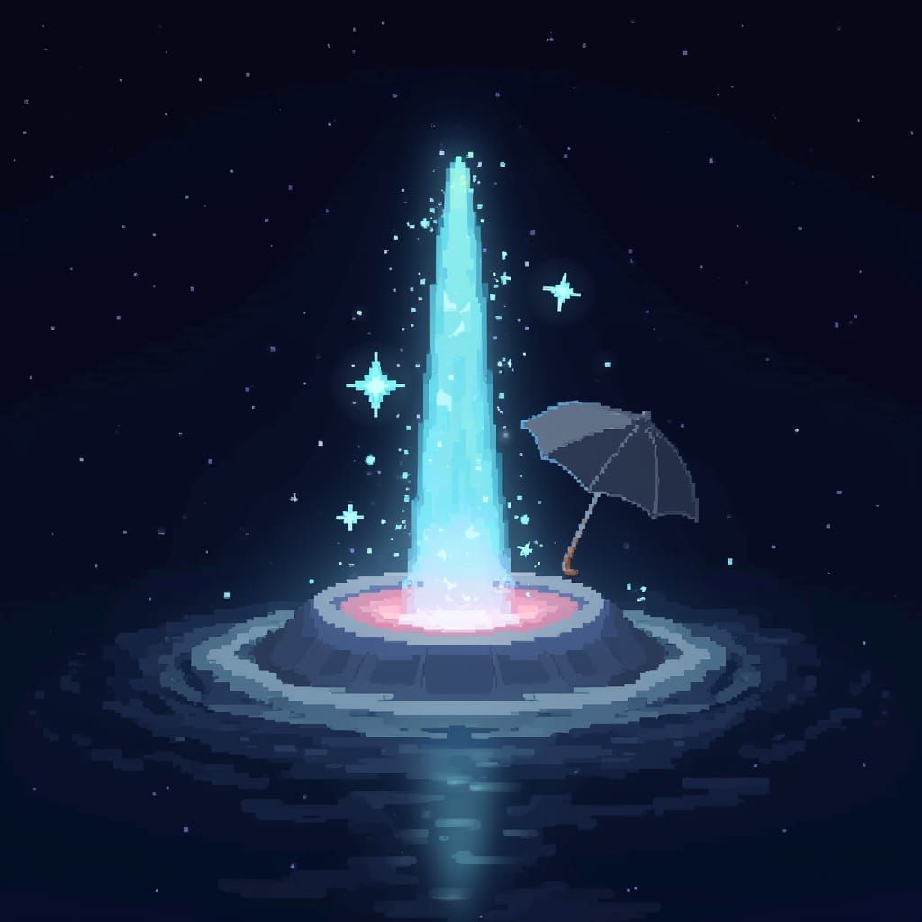 Starrune Logo with Umbrella in Deltarune Style