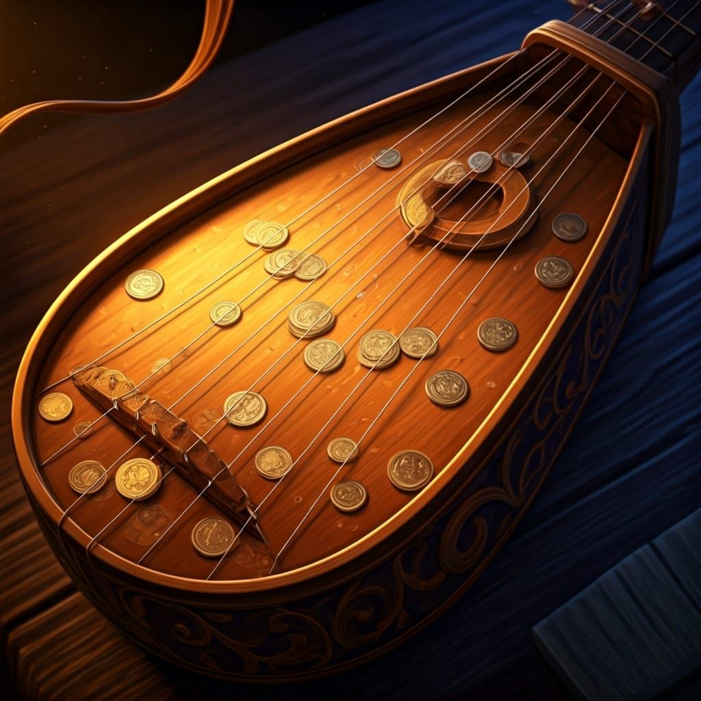 Ornate Coin Instrument in Vibrant Colors