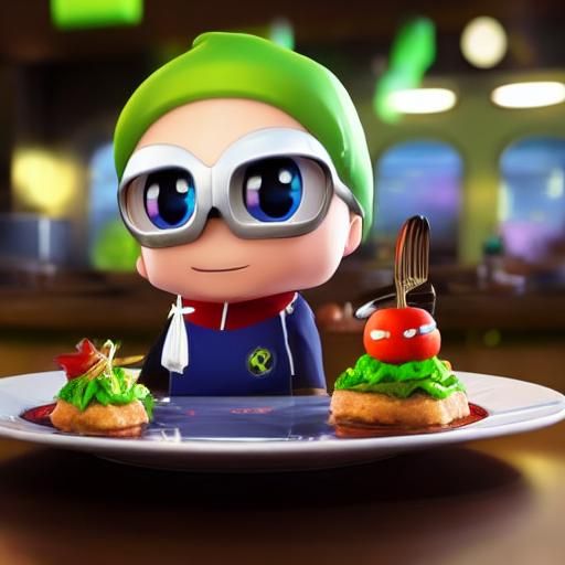 Chibi Warrior Worm Chef in Anime Kitchen Studio
