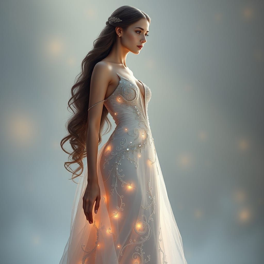 Ethereal Beauty in Hyperrealistic Oil Painting