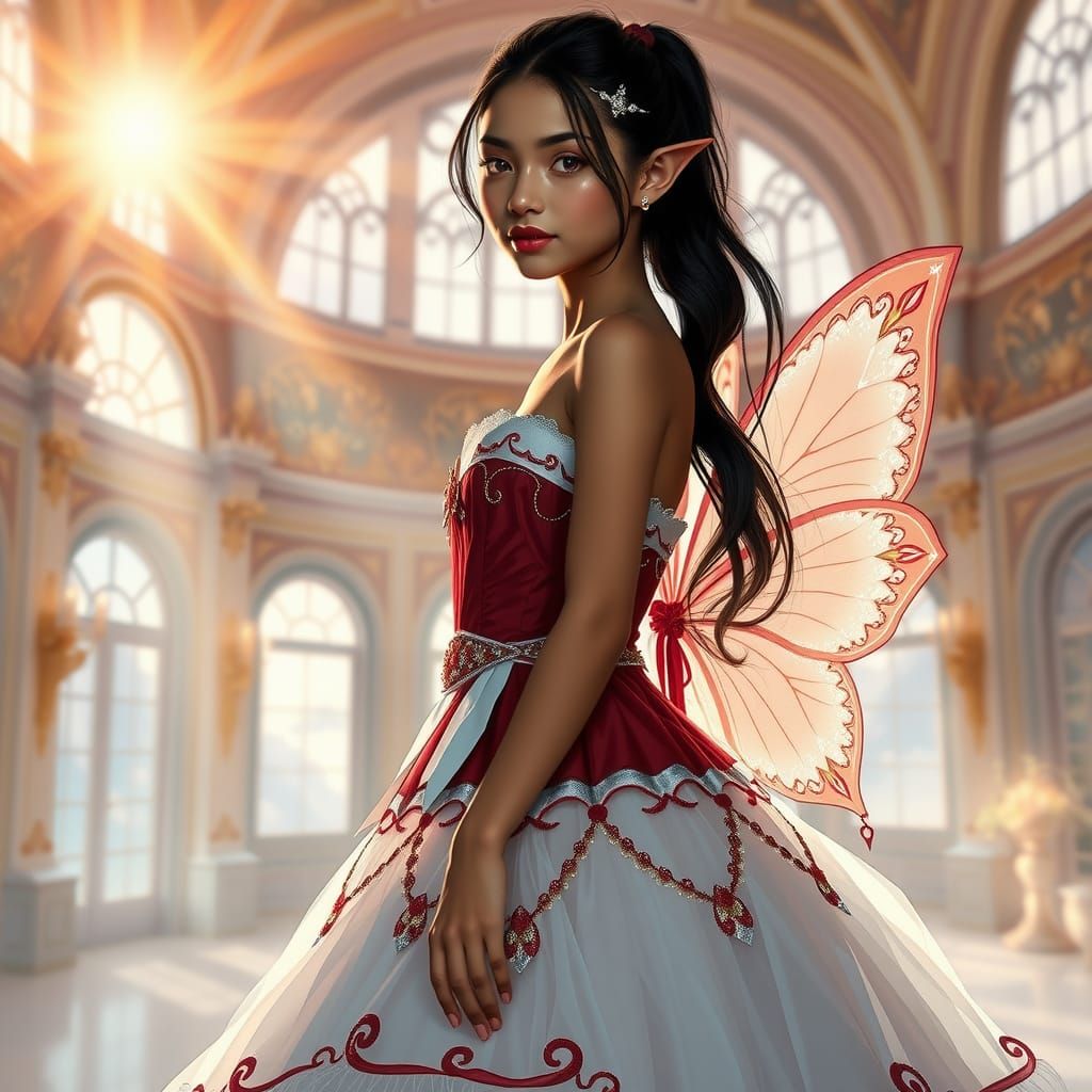 Elf Maiden Portrait in Bioluminescent Gown