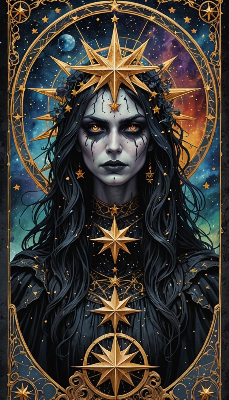 Gothic Star Tarot Card in Hyperrealism