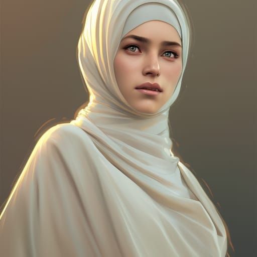 Detailed Portrait of Woman in Hijab, Hyperdetailed Art