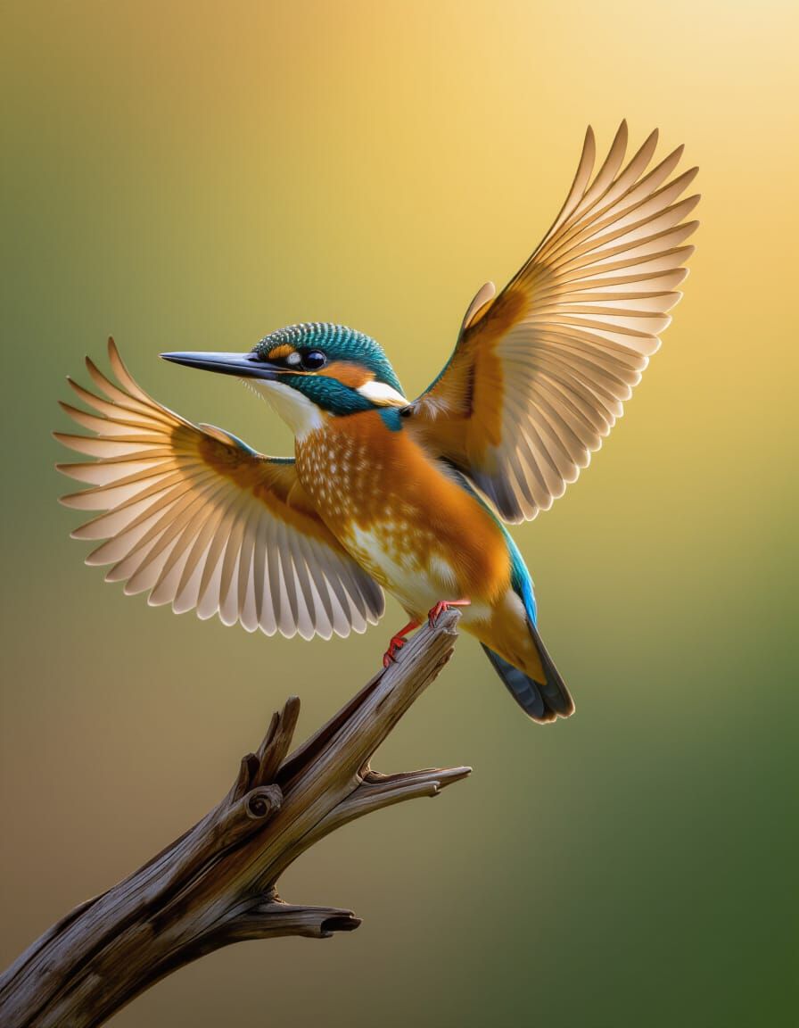 Vibrant Kingfisher in Flight, Golden Hour Photography