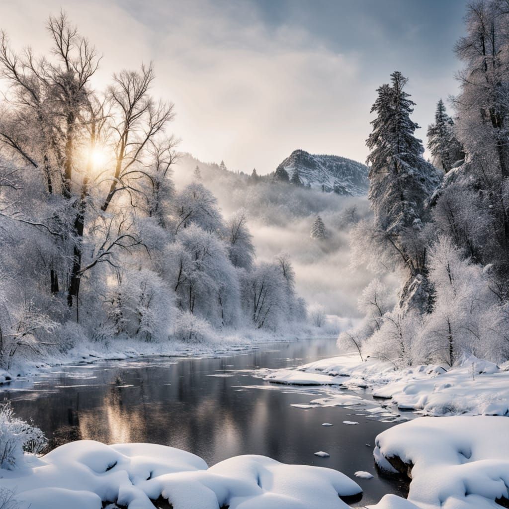Winter Serenity in a Snow-Covered Forest