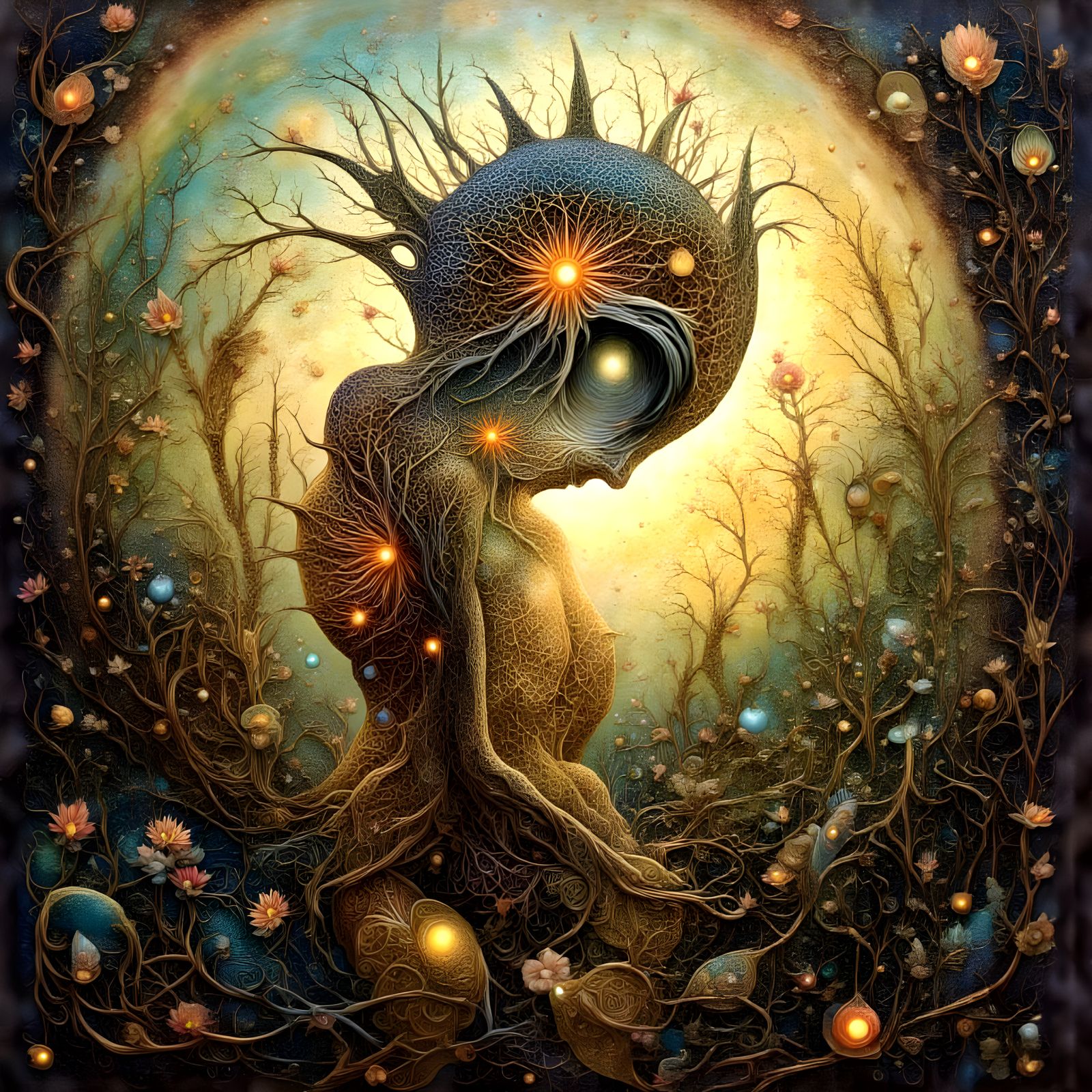 Ethereal Goblin Goddess with Swirling Notes