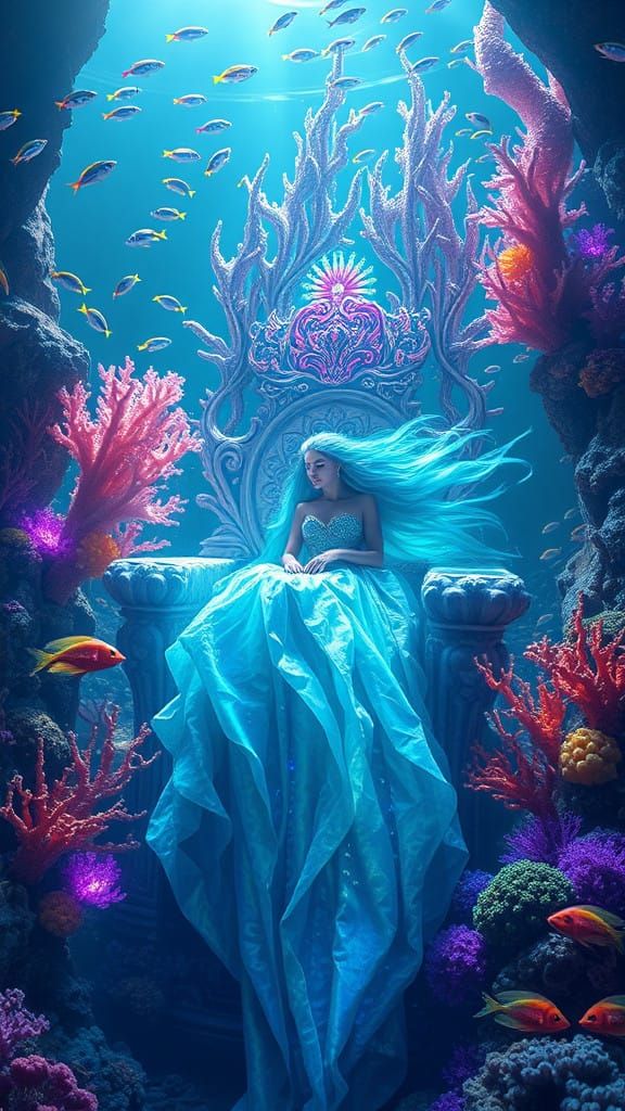 Surreal Underwater Queen Reigns Over Vibrant Coral Reefs in....