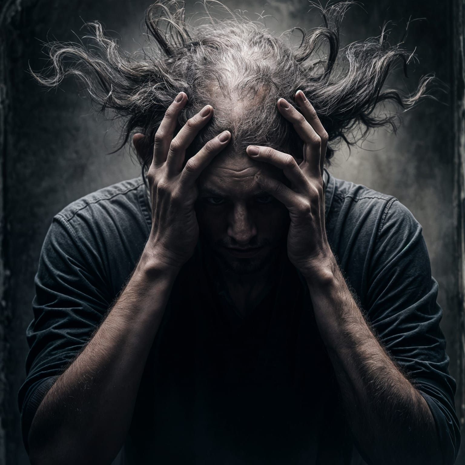 Dark Fantasy Figure Tormented by Inner Demons