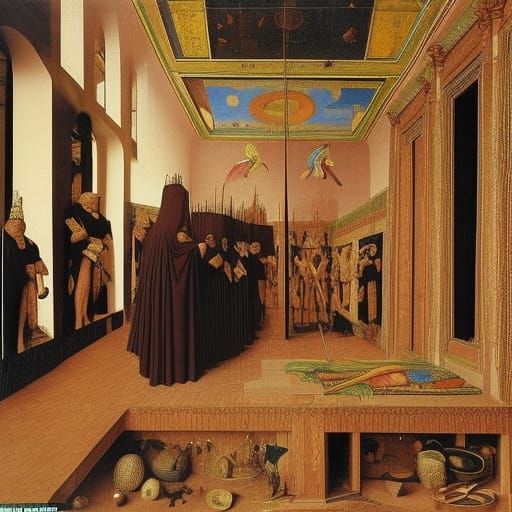 Surreal Scene in Renaissance and Egyptian Style