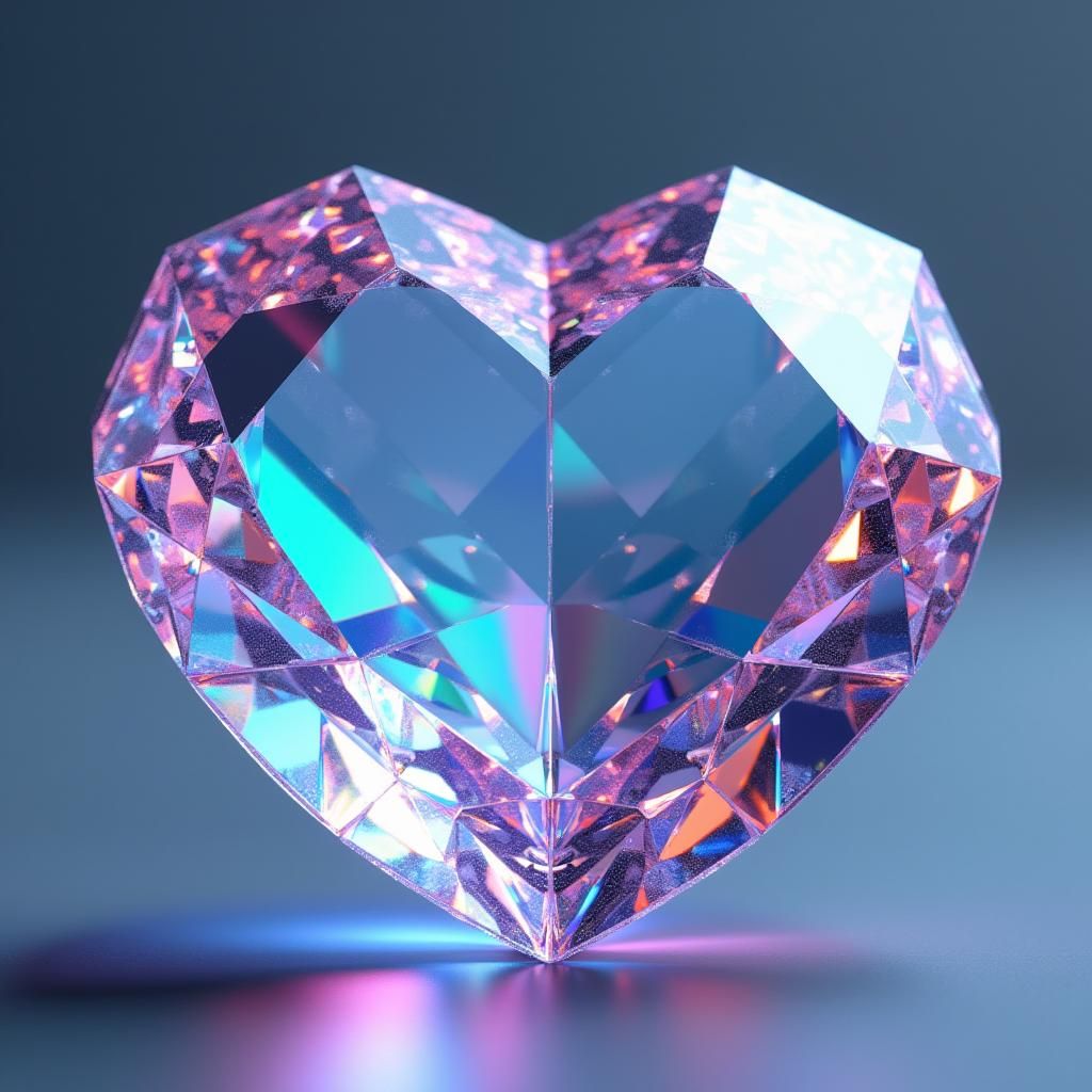 Heart Diamond in Blue, Pink, and Green Anime Art