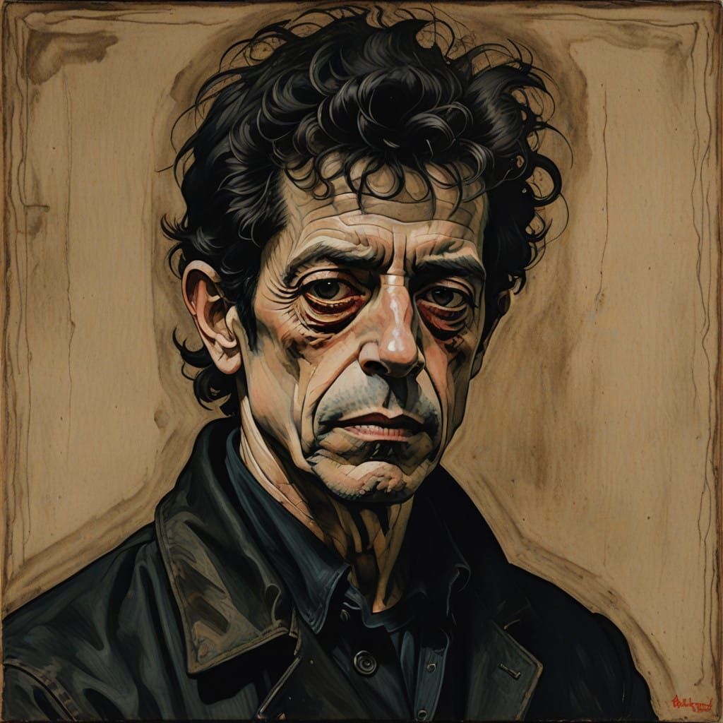 Mysterious Lou Reed Portrait in Durer's Meticulous Style
