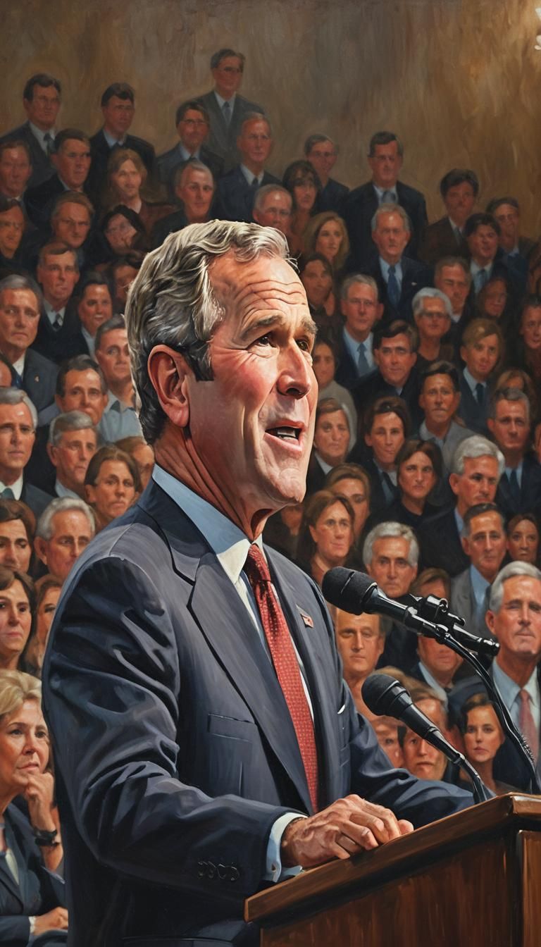George W. Bush Speech: Kinkade-Inspired Portrait