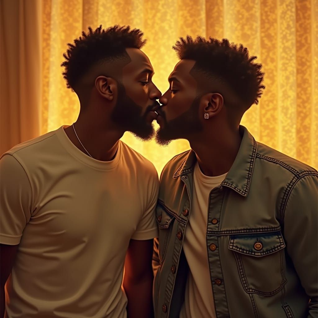 Tender Kiss in Golden Light: Romantic Realism