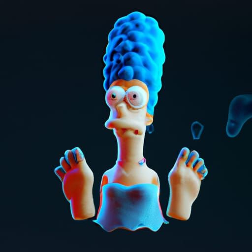 Ghostly Marge Simpson Portrait in 3D Digital Art
