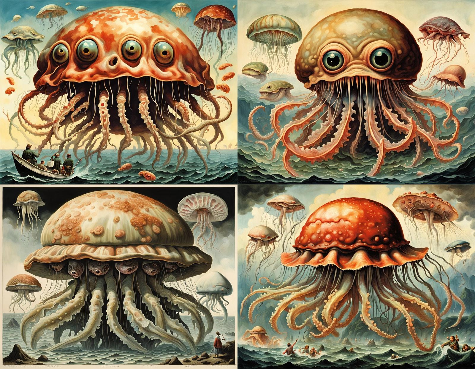 Grotesque Hybrid Creature in Expressionist Style