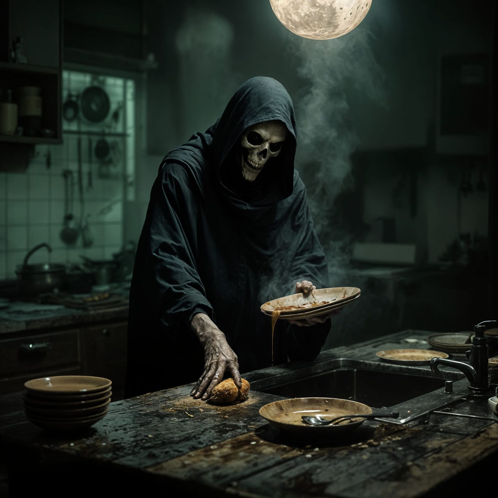 Grim Reaper Does the Dishes: A Photographic Study