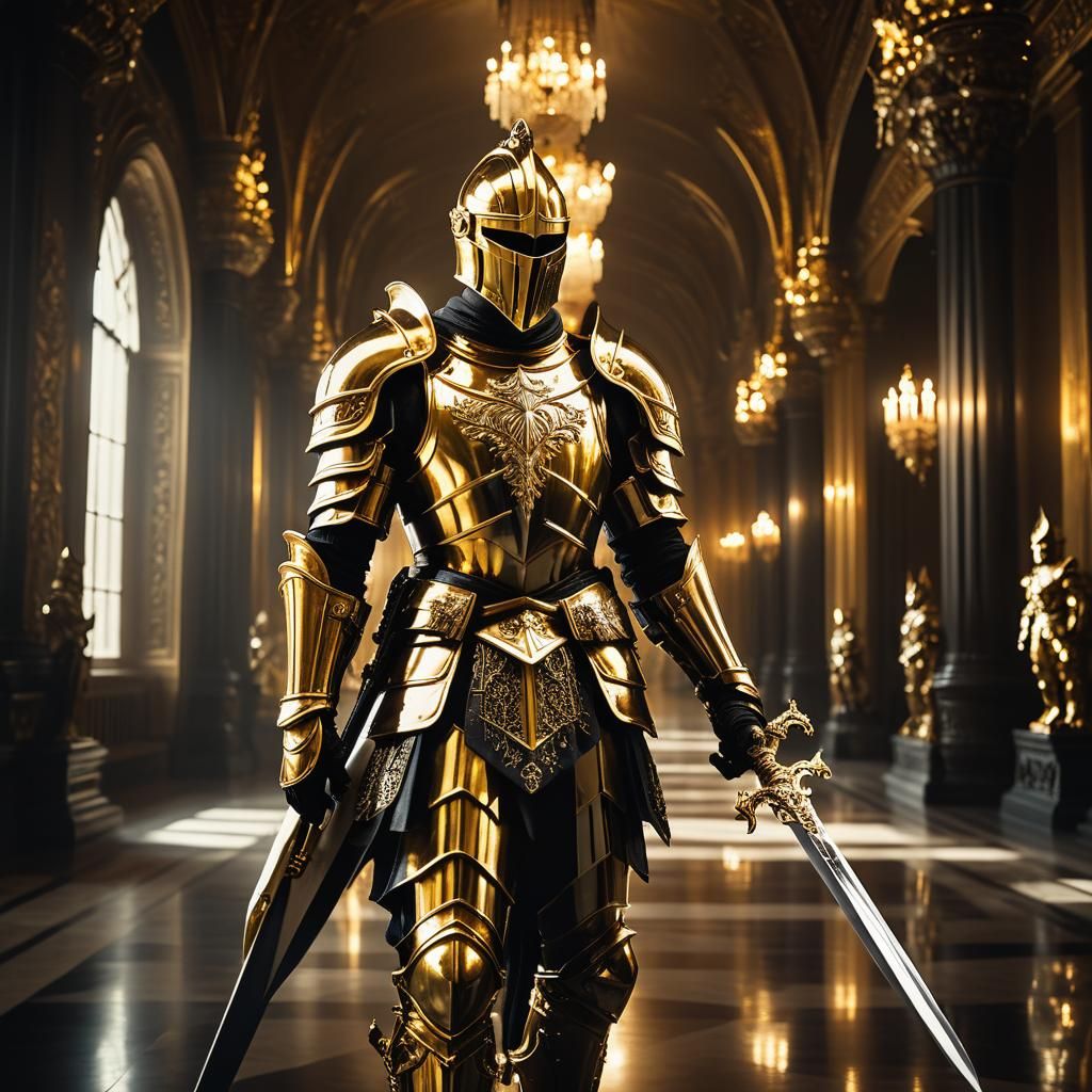 Golden Knight with Obsidian Ornament in Grand Hall