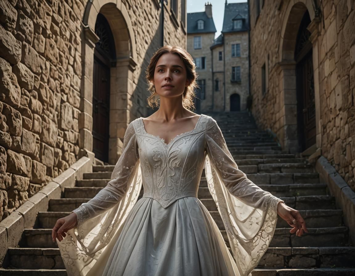 Dramatic Descent: Light and Elegance in Art Nouveau Style