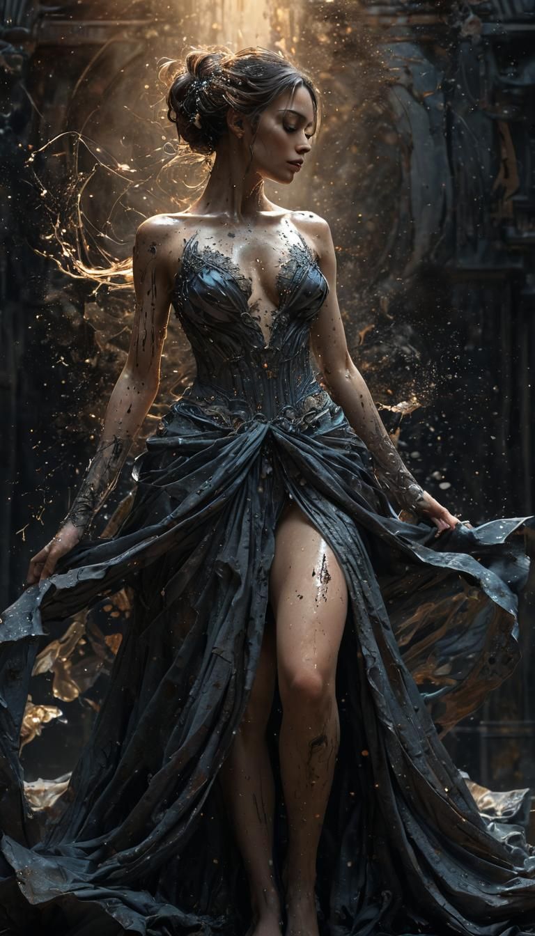 Astarte in Dark Fantasy Style With Flowing Gown