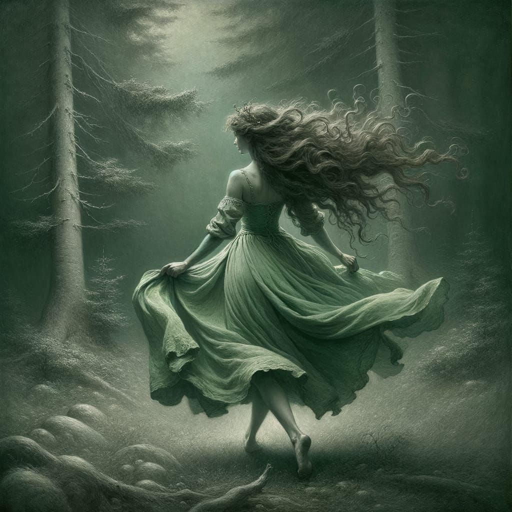 Ethereal Forest Goddess in Romantic Oil Painting Style