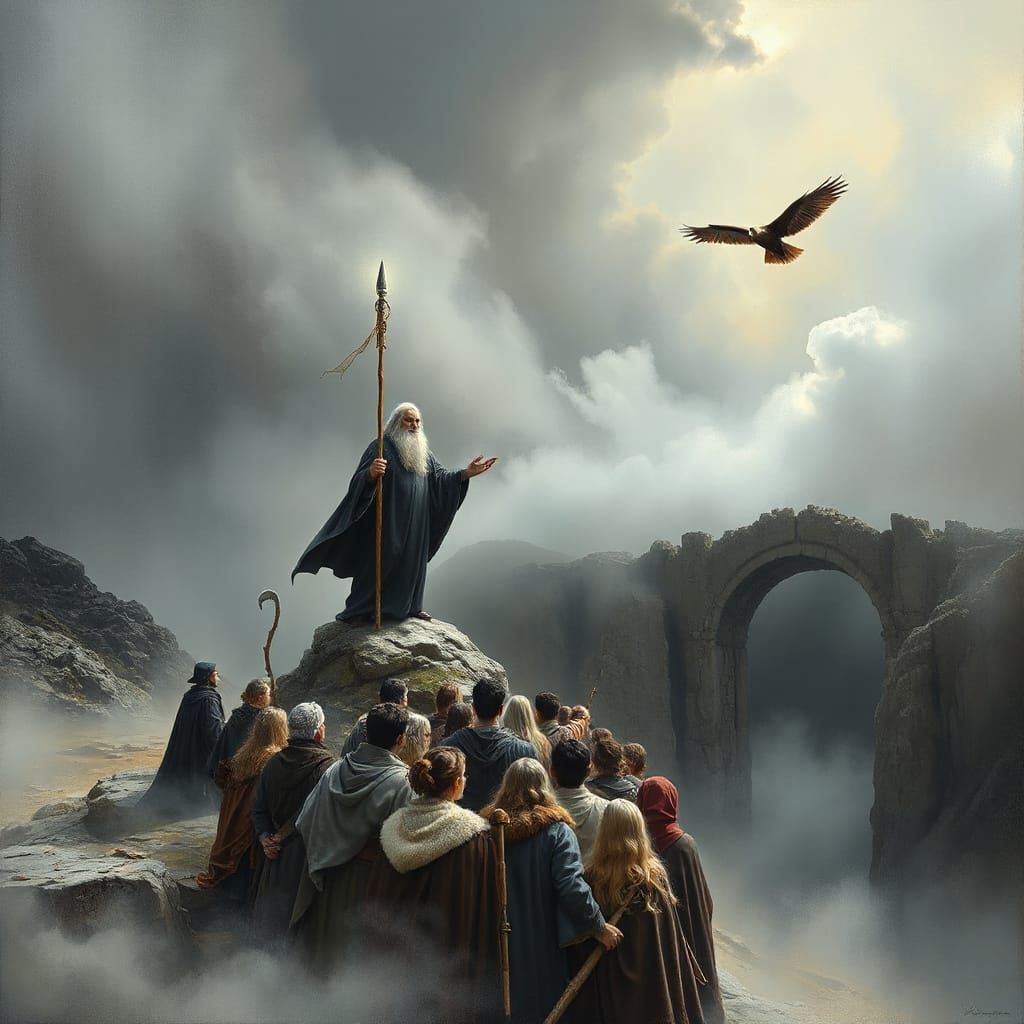 Gandalf the Grey Inspires Hope Amidst Stormy Skies in Ethere...