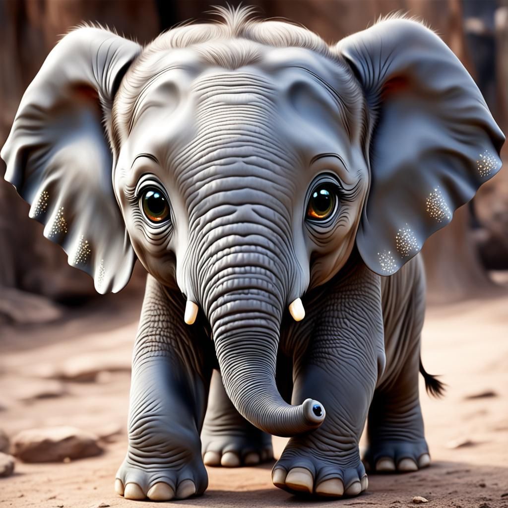 Adorable Elephant Baby with Starry Eyes