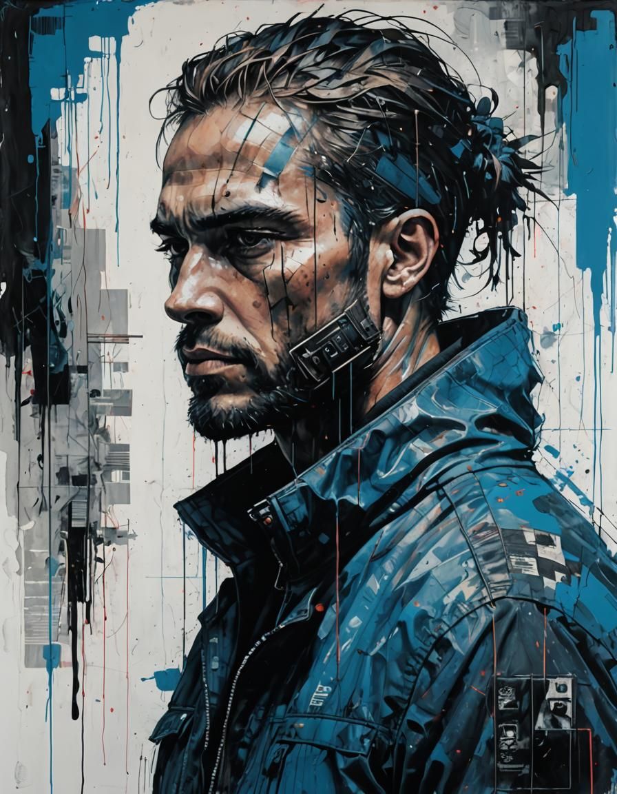 Cyberpunk Portrait with Glitch and Hacking Effects