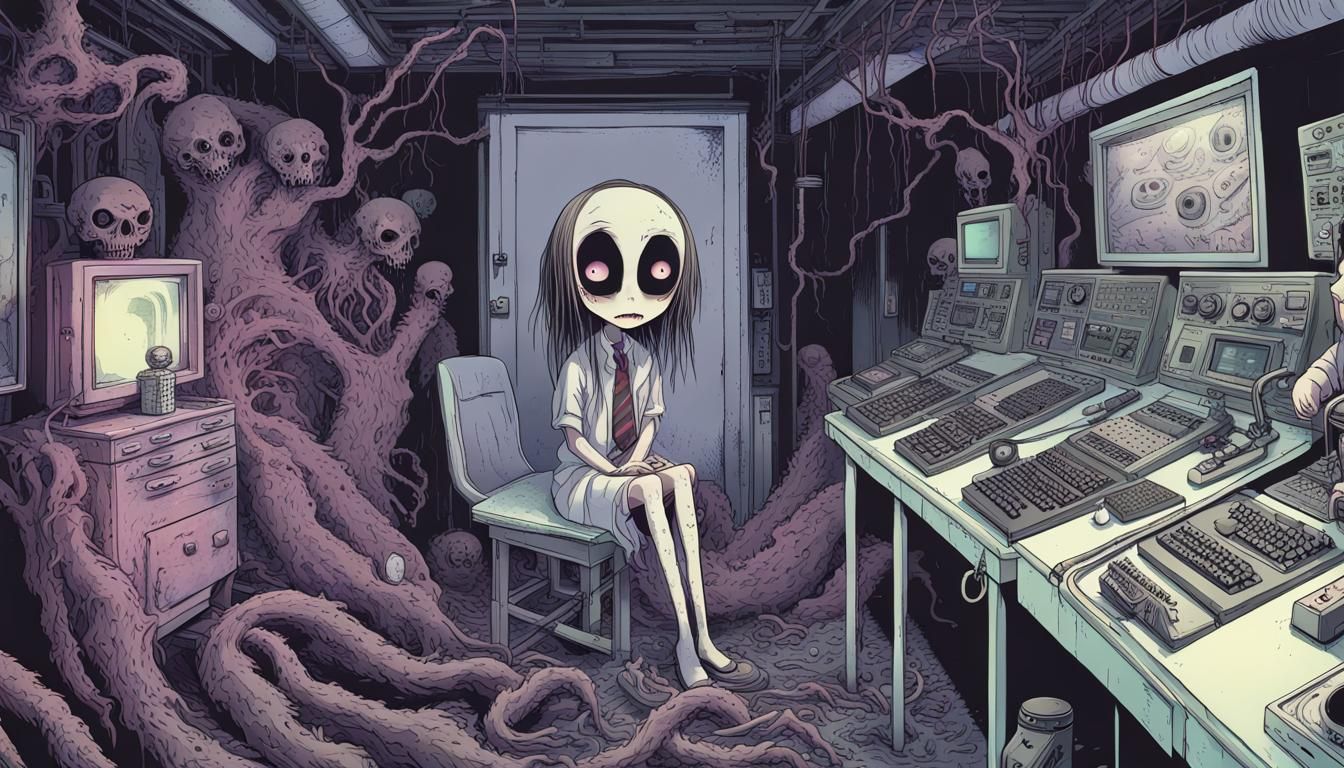 Horrifying Anime Girl in Junji Ito Style