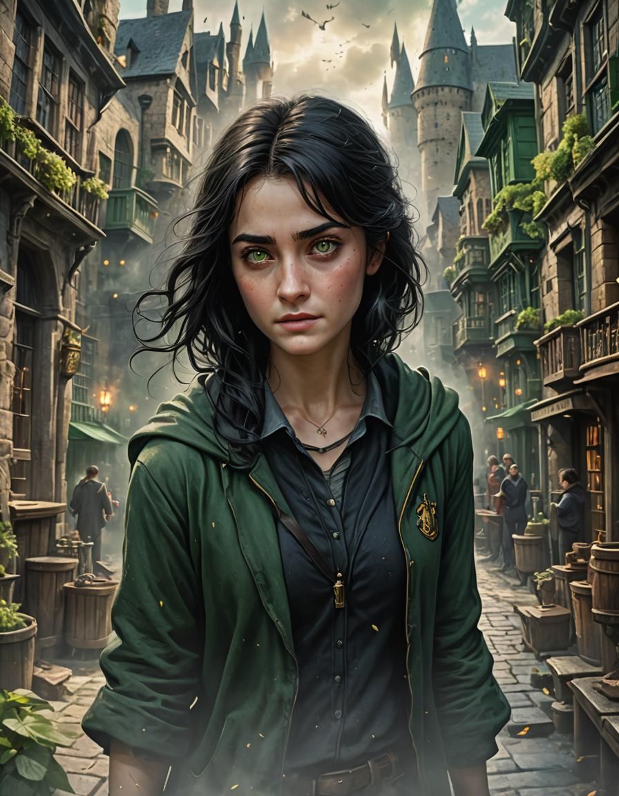 Female Harry Potter in Detailed Matte Painting