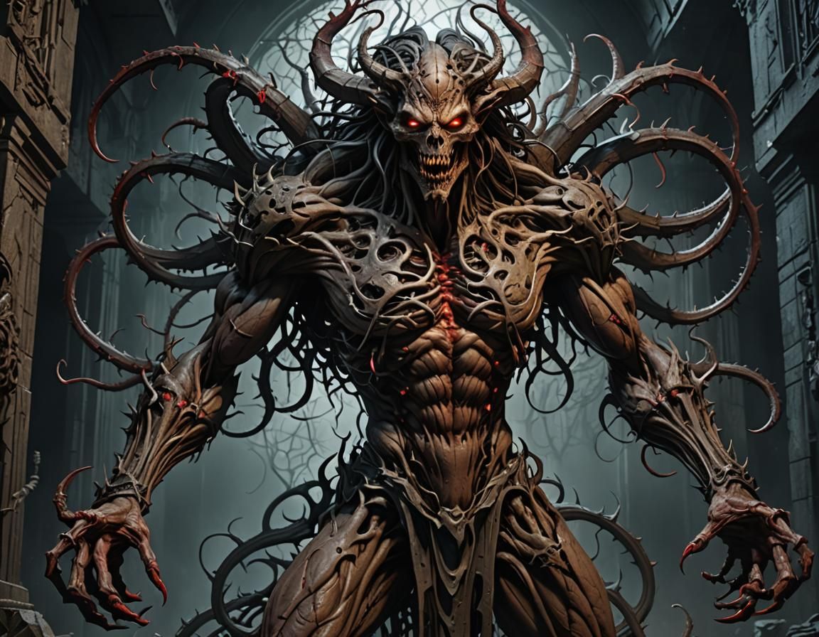 Eldritch Horror Demon in Brutalist Style